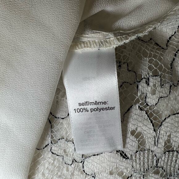 NWT Maurices White Chiffon Drape Front Blouse Lace Back Long Sleeve Size Small - Picture 5 of 9